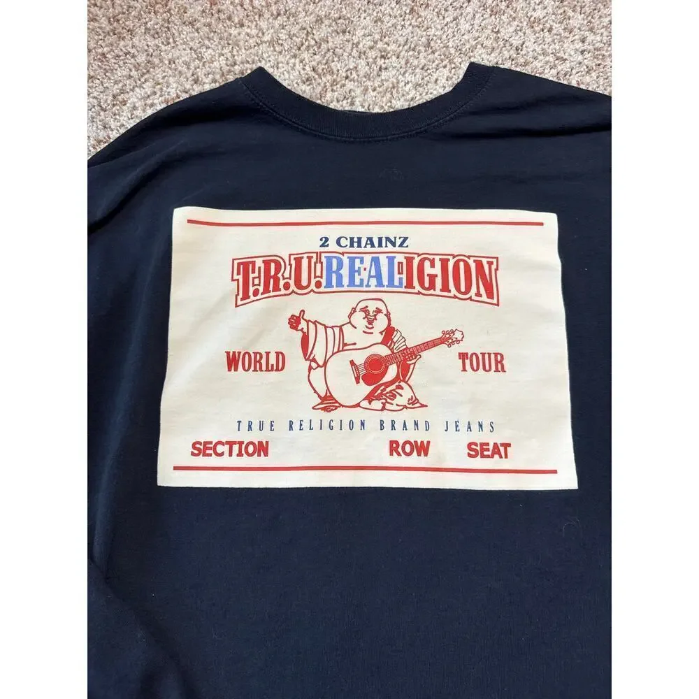 TRUE RELIGION Long sleeve Men's t shirt size 2X; Black with Legacy Logo